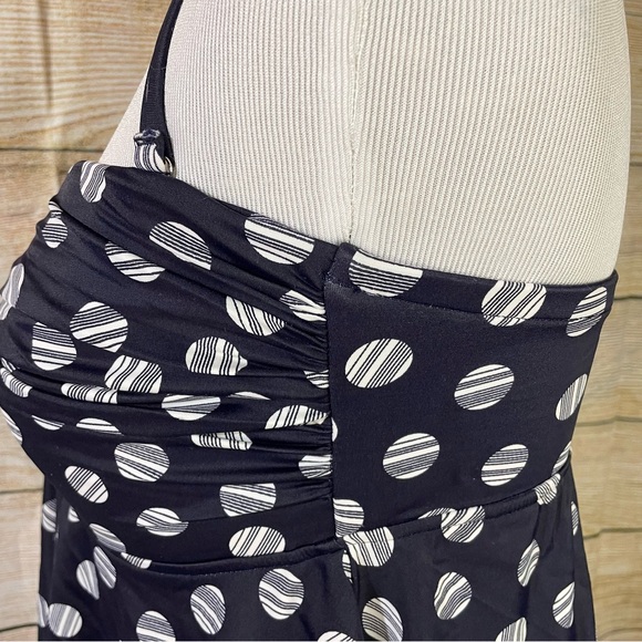 INC polka dot halter tankini top Size 8 navy/blue - Picture 11 of 12